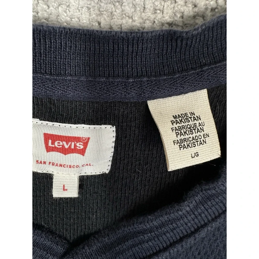 Levis‎ Thermal Henley Mens Large Blue Long Sleeve Y2K Grunge